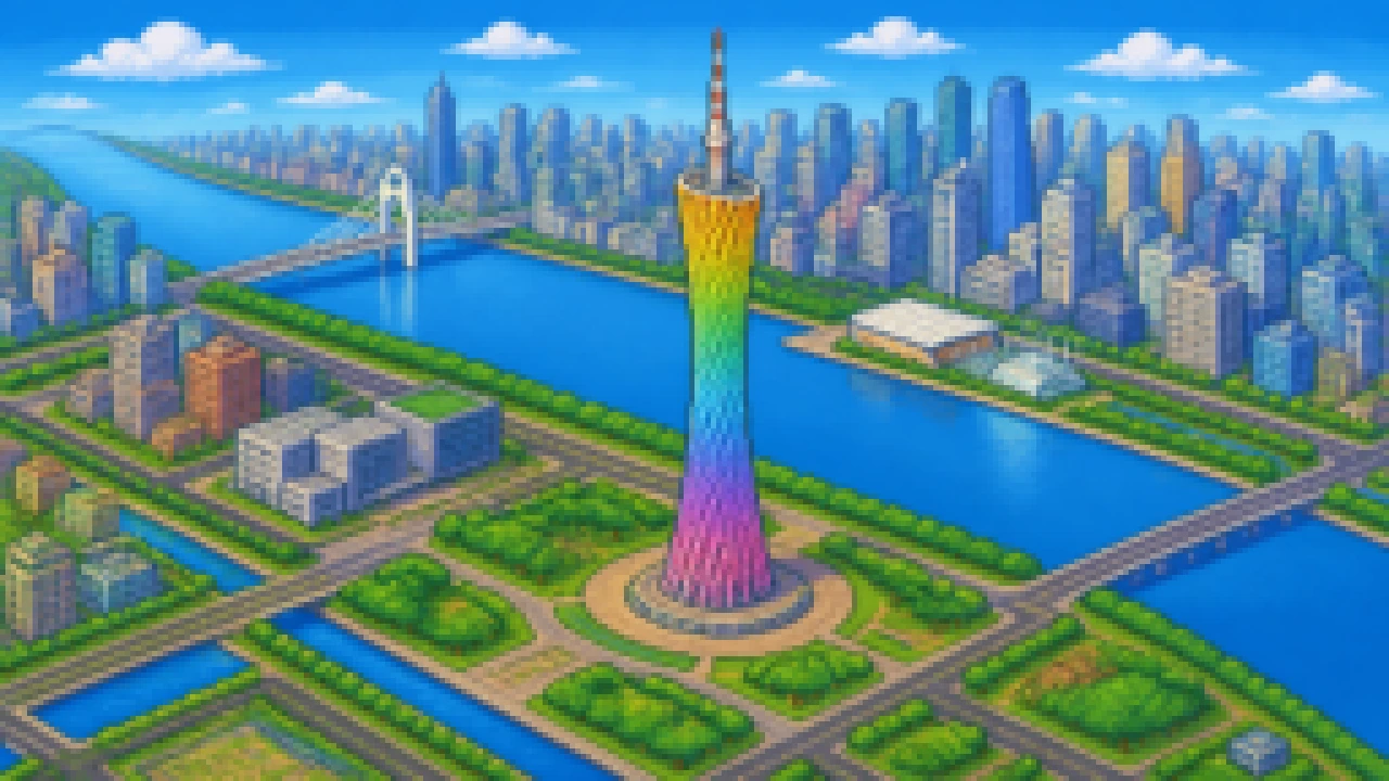 广州 · 广州塔 · 45°三维俯视